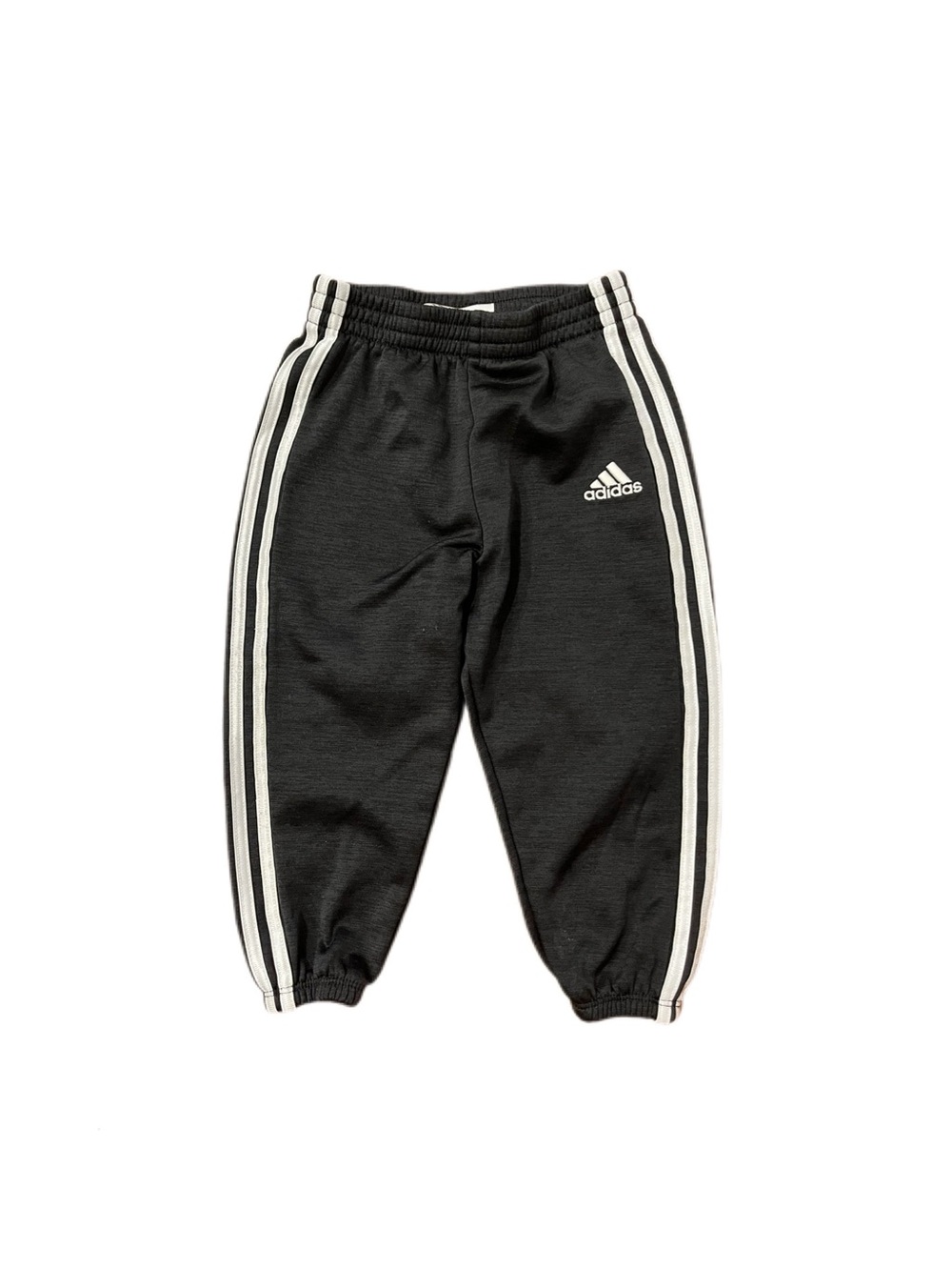 Adidas Kids 24m Heathered Black Jogger Track Pants with White Stripes